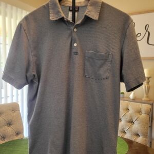 Patagonia Men's Polo Shirt - Black and White Stripes